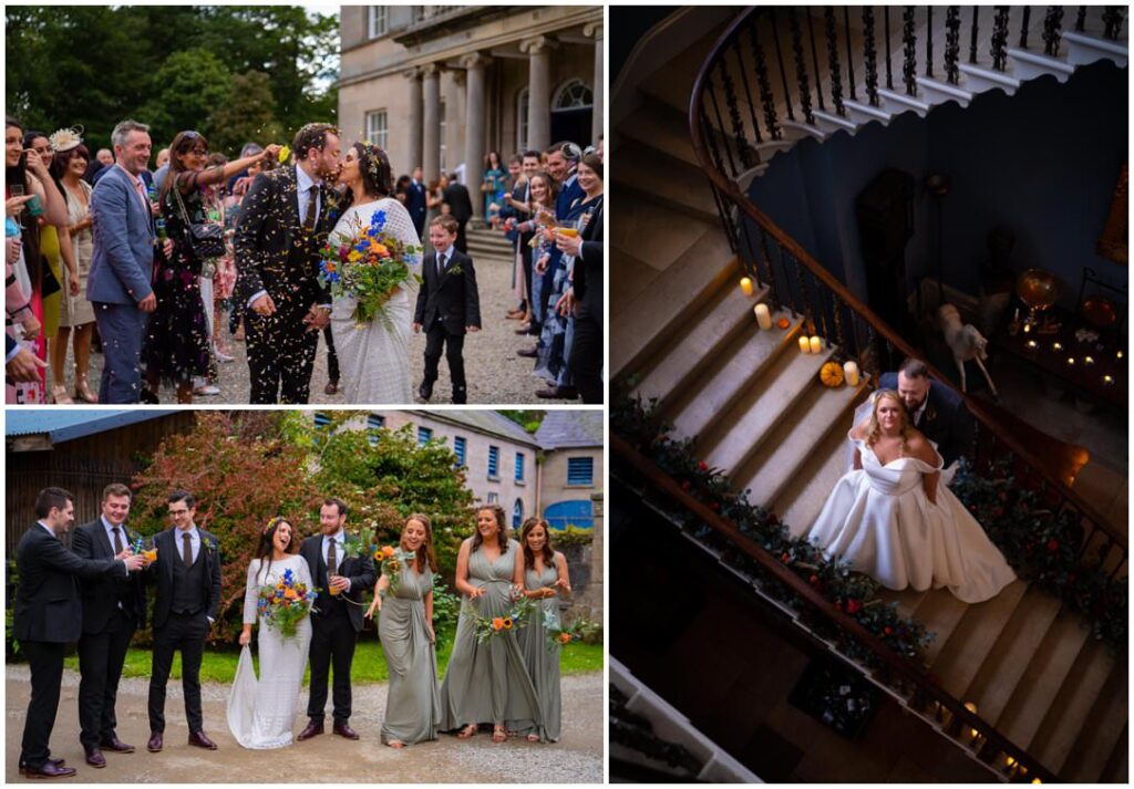 wedding couple celebrating at drenagh house estate in limavady